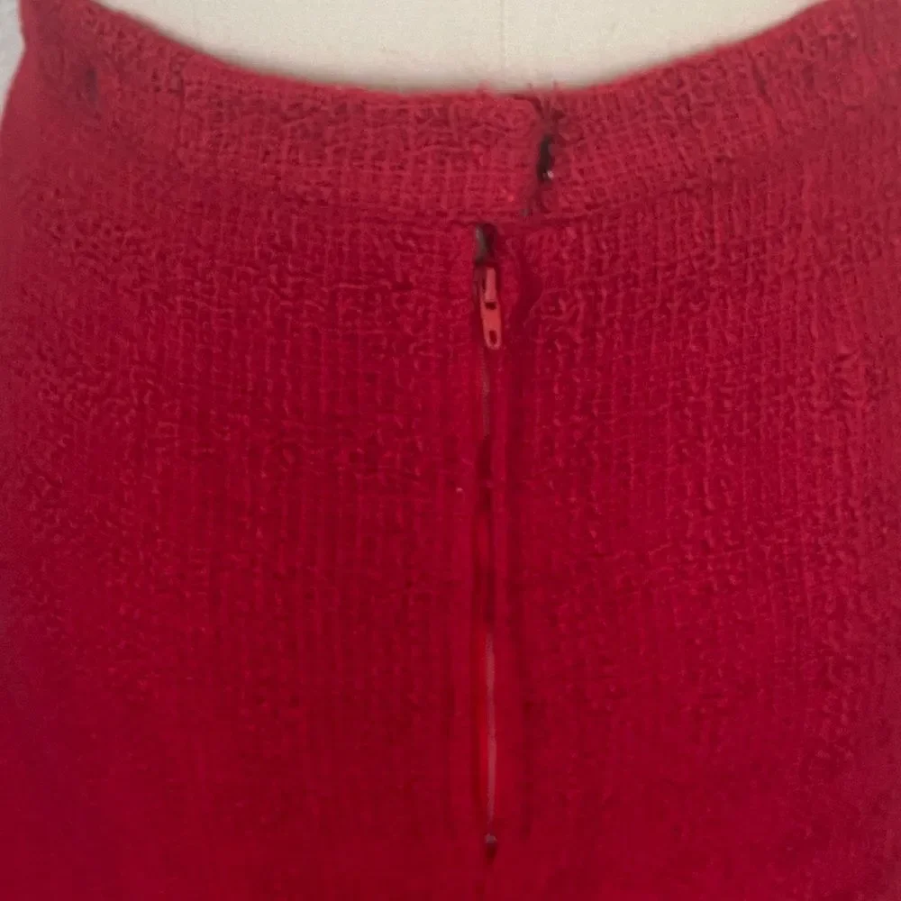 CHANEL Red Tweed Pencil Midi Wool Suit Classic Women’s Skirt Size 38 US 6-8